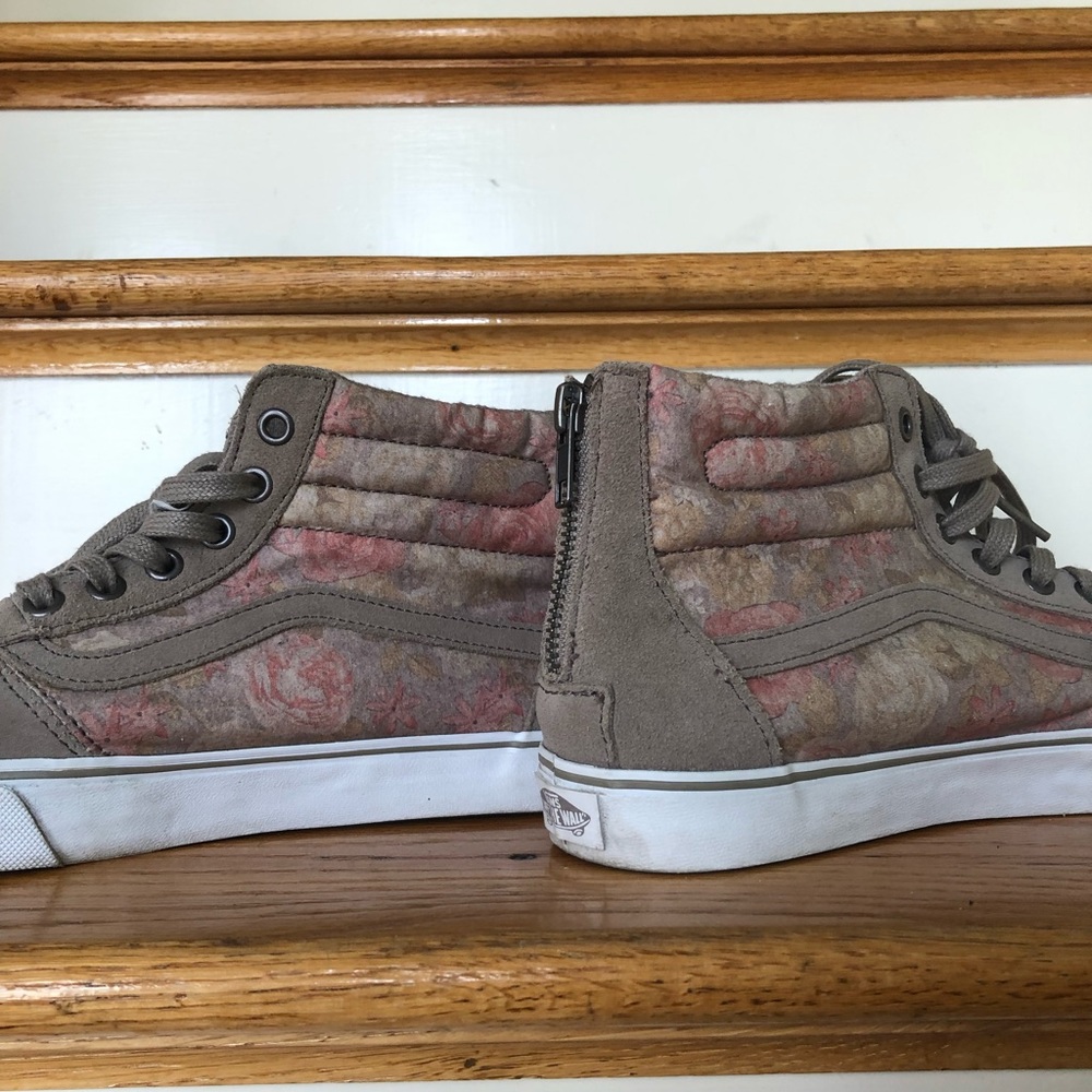 Vans Tan Floral Zipper Back Shoes
